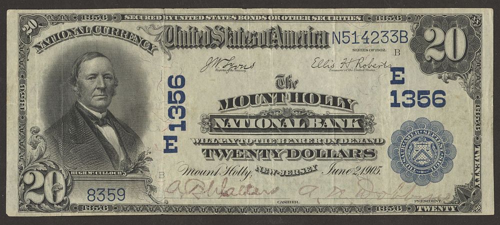 Mount Holly, NJ, Ch.1356, 1902DB $20, VF, 8359